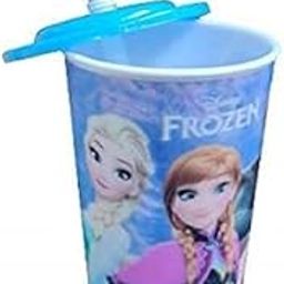 XSOURCE 3D Look Multi-Color Cartoon Character Sipper Glass with Straw for Kids Toddler for Milk/Juice/Water/Soft Drinks,Popular Printed Sipper Glass with lid and Straw 600 ML (Frozen)-image-4