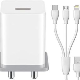 3 in 1 Charger for Oppo Find X7 Original Adopter Super Fast Quick Charging Smart IC Technology with 3-in-1 Multi Functional Micro, iOS, Type-C USB Cable (White, OP, SE.AC)-image-134