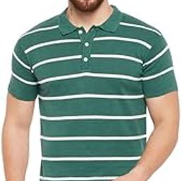 Men Teal Cotton Polo Neck Half Sleeve Striped T-Shirt (P_MTSH00278_Teal)-image-55