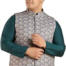 Men's Polyester Plus Size Waist Coat - Green-picture-31