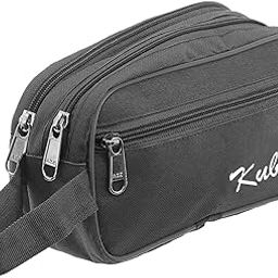 Kuber Industries Canvas Toiletry Organizer|Waterproof & Portable Travel Shaving Dopp Kit with 2 Main ComparMants and Front Zipper (Black)-14
