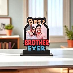 GKD Personalized Rakhi Gift for Brother | Custom Best Brother Ever Wooden Table Top with Photo | Raksha Bandhan Gift for Bhai | 7x6 Inch | Desk Decor-image-13