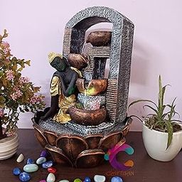 Sleeping Buddha Table Top Water Fountain for Home Décor/Office/Indoor & Outdoor/Garden/Puja Room/Vaastu (UR-013)-image-96