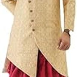 Ethzy Men's Cream Jacquard Casual Regular Full Sleeve Indo Western with Dhoti Set - Traditional and Trendy-image-25