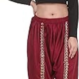 Harem Pant Dhoti for Women Solid Color Free Size (28 Till 32) Maroon-image-48