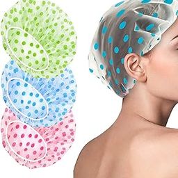 VARENYYA Shower Cap, Reusable Waterproof Bath Cap for Women and Men - Shower Cap for Hotel, Spa, Salon & Bathroom (3 Pieces)-image-7