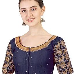 Women's Silk Floral Half Sleeve Blouse-image-46
