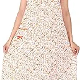 breezly Woman's Long Short Calf Length Pure Cotton Nighty Orange-picture-8