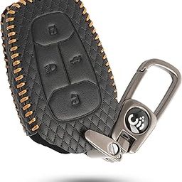 SHOPOFLUX Leather Key Cover Compatible with Tata Nexon | Harrier | Safari | Altroz | Tigor | EV | Punch | Tiago EV Electric 4 Button Smart Key Only (Leather Black, 1)-image-22