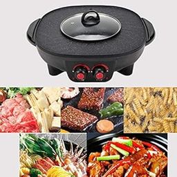 FEELING MALL Korean Style 2 in 1 Multifunctional Nonstick Electric BBQ Raclette Hotpot with Grill Pan-image-63