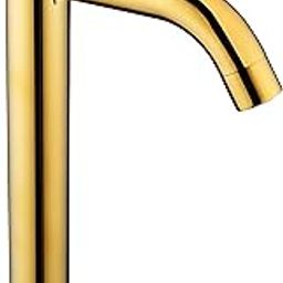 Carnival SS-304 Full Gold Extended Tall Body Golden Basin Pillar Faucet Tap | Tall Pillar Cock Tap for Wash Basin | Gold Tap for Wash Basin (12"Inches) for Bathroom,Counter Table Top Washbasin-47