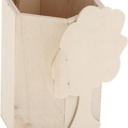 Z&M Tree Design Unfinished Wood Pen Container Storage Box for Kids DIY Crafts Supplies-32