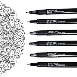 BRUSTRO Professional Pigment Based Fineliner Pen | Black | Set of 6 - Tip Sizes - 0.05mm, 0.1mm, 0.2mm, 0.3mm, 0.5mm, 0.8mm | Ideal For Mandala, Drawing,Artist Illustration,Sketching-25