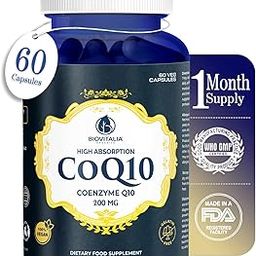Biovitalia CoQ10 200 mg Coenzyme Q10 Supplement Capsules for Heart Health enriched with High Antioxidants for Daily Energy Promote Brain & Memory Health - 60 Vegan Capsules-image-5
