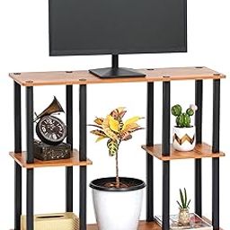 Livzing Turn-N-Tube 6 Tier Wooden Rack Engineered Wood TV Entertainment Units-Stand-Showcase-Cabinet Shelves-TV Unit Decor Display Unit Console Open Shelf Storage Set Top Box Stand for Home-image-41