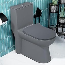 Plantex Platinum Ceramic Rimless Western Commode/Washdown One Piece Western Toilet/Commode for Bathroom with Soft Close Toilet Seat - S Trap Outlet (Smoke)-image-61