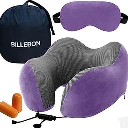 Premium Memory Foam Travel Neck Pillow Combo with Soft Eye Mask, Carry Bag, and Ear Plugs (Lavender with Eye Mask)-image-66