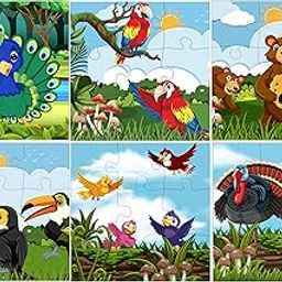 Fiddly's Wood Jigsaw Puzzles for Kids & Children - 9 Pieces (Birds, Bear & Bee's) for Age 3+ Pack of 6-picture-13
