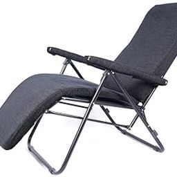 FURLAY Reclining Easy Chair, Portable and Folding Recliner Chair with Cushion for Home. Living Room and Langue, Adjustable & Multiposition Wooden Support Chair (Black, Metal)-image-4