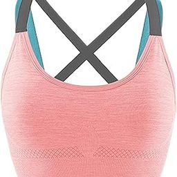 Women's Cotton Removable Pad Sports Bra All Day Comfort Racerback Bra (Pink)-picture-18