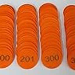 MOREL Embossed 1 to 500 Numerical Plastic Round Shape Token Coin(31MM) USE for Shop, Board Games, Stores, House, School ETC.(Orange Color)-17