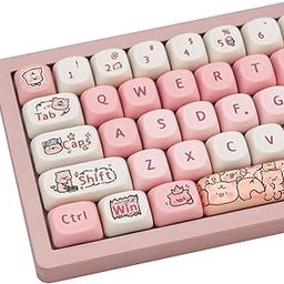 COOMICKEY PBT Keycaps, Pink Cute Keycaps, MOA Keycaps Dye-Sublimation, 131 Key Custom Keyboard Keycaps Set for 61/64/68/84/87/100/104/108 Cherry MX Mechanical Keyboard-16