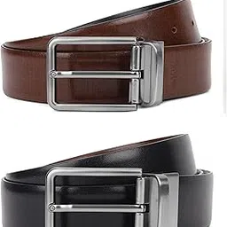 gil Men's Reversible Leather Belt For Men Office wear formal Italian Leather 2 in 1 double side Black and Brown color (Pack of 1)-picture-1