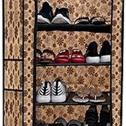 Urban Choice Foldable Shoe Rack Organizer with Cover Stand Storage Cabinet for Footwear Entryway Shelf Portable Closet Metal Frame Dustproof Multipurpose Lightweight Fabric Hallway Home Use (6-Layer)-image-2