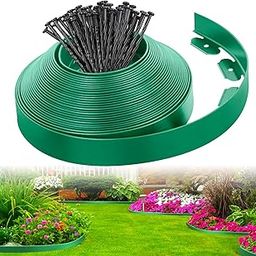HASTHIP® 32.8ft Garden Edging Border Green 2 Inch Width Landscape Edging Border Cut-to-fit Landscape UV Resistant Garden Trim Fence for Outlining Flower Bed,with 3Pcs Nails-image-12