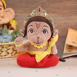 Toyshine 20cm Musical Mantra Chanting Sitting Baby Bal Hanuman Soft Plush Stuff Toy God Statue for Festival | Diwali | Birthday Gift for Kids | Decoration Items for Home | Car & Office Table Décor-17