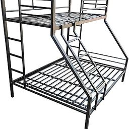 TURESCAL Metal Bunk Bed for Adults Without Mattress Twin Over Full (6 x 6.25) + (4 x 6.25) Feet, Black Powder Coated-image-33