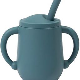 Little Lovelies® Baby Sipper Cup | BPA-Free Silicone | Anti-Spill Mini Cup + Soft Straw & Lid | Easy Clean Brush Included | Perfect for Toddlers, Infants & Kids (Navy Blue)-image-63