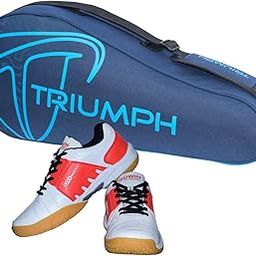 Gowin Badminton Shoe Power White/Red Size-6 with Triumph Badminton Bag 302 Navy/Sky-image-75