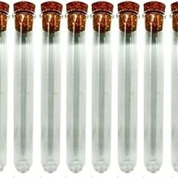 RG- Size 25 x150 mm., Round Base Test Tubes Without Marking with Cork Lid, Borosilicate Glass, Rimmed, Consistent Wall Thickness, Pack of 10-2