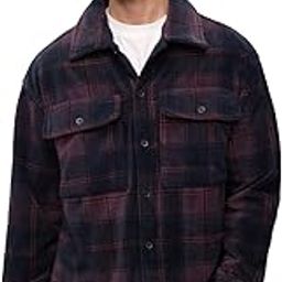 Plaid: Men and Boys Long Sleeves Collared Neck Button Front Cotton Oversized Shackets-image-4