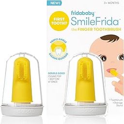 FridaBaby Baby's First Silicone, BPA-Free Smile-Frida The Finger Double-Sided Manual Toothbrush with Case, Cleans Teeth and Gums for 3 Months- Yellow-10