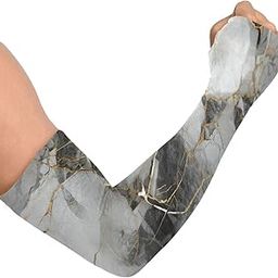 Cooling Arm Sleeves for Men Women UV Sun Protection Arm Covers Marble Gray Compression Sleeves Sports Football Golf Cycling-image-56