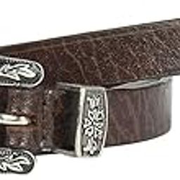 Genuine Leather Women's Three Piece Buckle Belt- Black and Brown-image-44