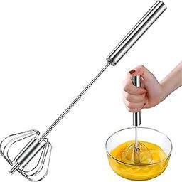 QZEMEL Stainless Steel Hand Push Whisk Egg Beater – Manual Semi-Automatic Blender for Mixing, Stirring, Whipping – Kitchen Utensil Tool for Baking, Coffee, Cream, Milk, Eggs – Rust-Resistant-picture-2