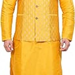 Men's Silk Kurta Pajama with Designer Ethnic Nehru Jacket/Modi Jacket-image-14