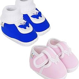 0 To 6 Months Baby Boys & Girls Pack of 2 Pair Cotton Hook & Loop Face Booties-BT381andBT1115-image-79