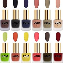 Volo Velvet Dull Matte Nail Polish Combo in Wholesale Rate(Chocolate Brown, Black, Russian Navy Blue, Light Peach, Sand Nude, Nude, Parrot Green, Orange, Yellow 96 ml) Pack of 12-image-25