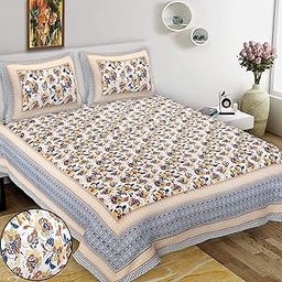 RHF Cotton Bedsheet for Double Bed - King Size Bedsheet with 2 Pillow Covers- 1036 (Pattern-13, King)-image-93