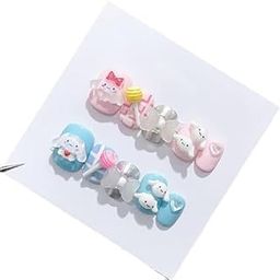 KRIVTEJ® Fake Nails for Kids Girls Artificial Kids Press on Nails Full Cover Short Acrylic Stick On Nails False Nail Tips Kit for Child Girls Nail Art Decoration 36 pc, Multi Design & Color.-image-50