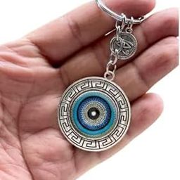 BLUE BEADS Blue and Silver Color Round Evil Eye Keychain For Bike/Car Gifting With Key Ring Anti-Rust (Pack Of 1)-image-89