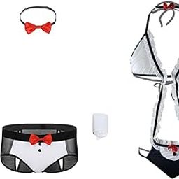 Unisex Lingerie Bow Tie Bikini Briefs Gentleman Roleplay Costume-picture-55