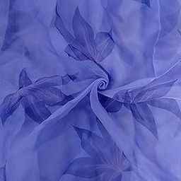Prishi Style Floral Printed Organza Fabric, Lightweight, Breathable, Soft, for Dress, Kurtis, Dupatta, Tops, Lehenga, Dress Printed Fabric (Dark Blue, 5 Meter)-image-20