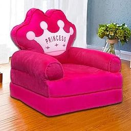 Homescape Kids Sofa Cum Bed and Chair for Comfort (Foam,Cotton) (Pink, 0-2 Years)-image-1