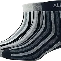 allen solly Men's Cotton Quarter Length Sports Socks (Pack of 3) White, Light Grey Melange, Black-picture-2
