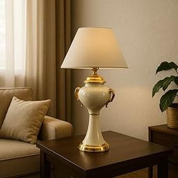 BENE Lazio Table Lamp MS 44 cm, (Cream, Gold, Pack of 1 Pc)-image-7